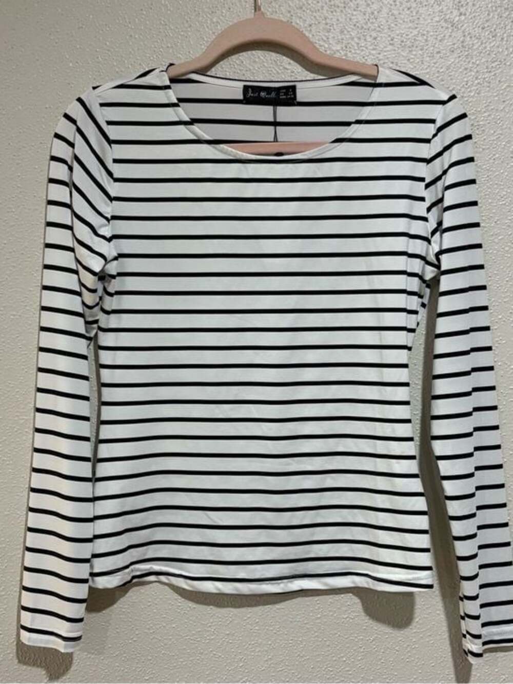 NWT Just Quella Black White Striped Long Sleeve Top Small
